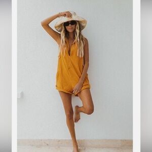 Skatie x Salty Blonde Orange terrycloth  Romper size small: Beachy bohemian